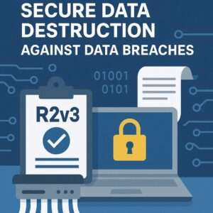 "Secure data destruction against data breaches" with image of laptop