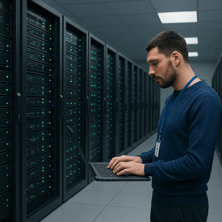 IT pro using data sanitation software