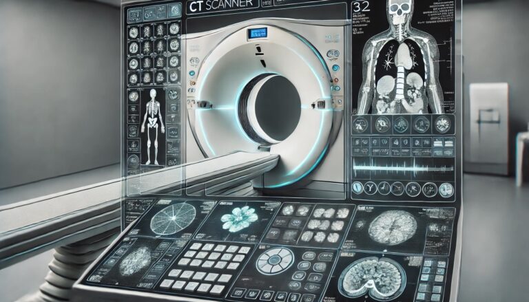 CT Scanner with images of the scan