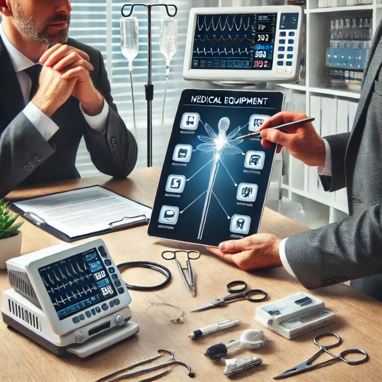 Business man selling medical equipment