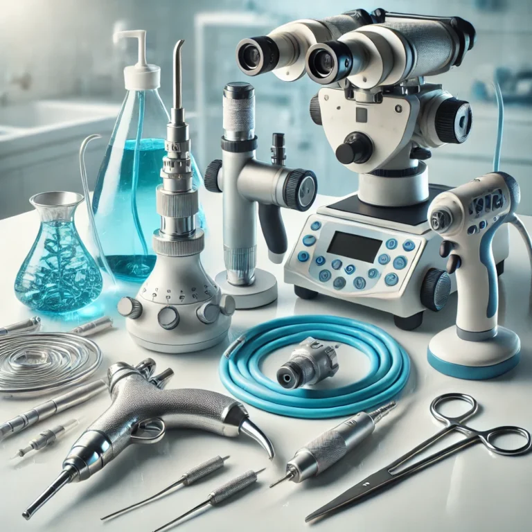 An-assortment-of-urology-medical-equipment-displayed-on-a-clean-table