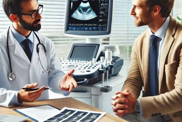 Two people negotiating over medical equipment sale