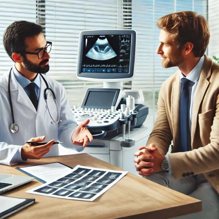 Two people negotiating over medical equipment sale