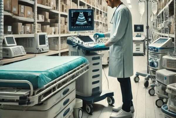 Doctor checking medical equipment