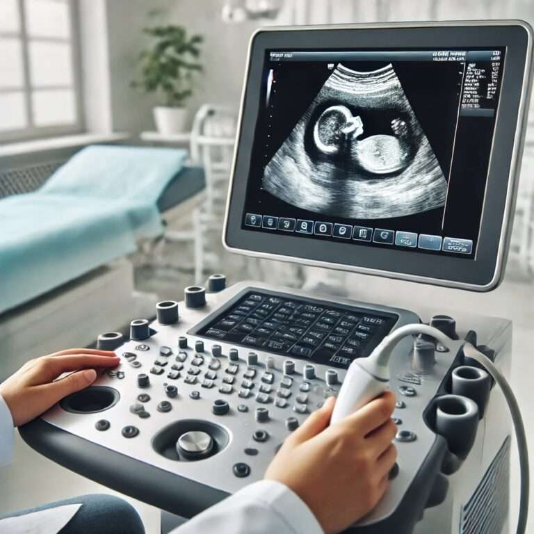 Ultrasound with baby on the screen