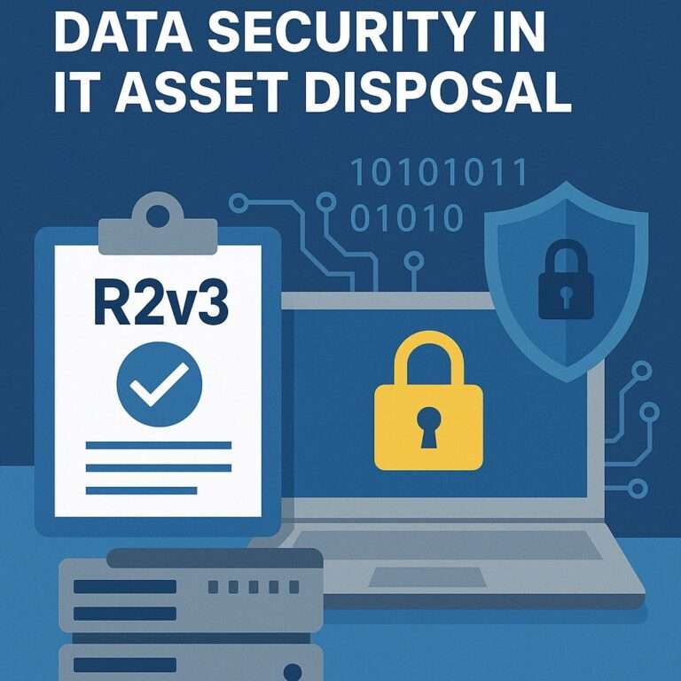 "Data security in IT asset disposal" with image of laptop and lock