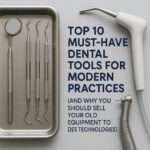 Dental equipment laying on white table
