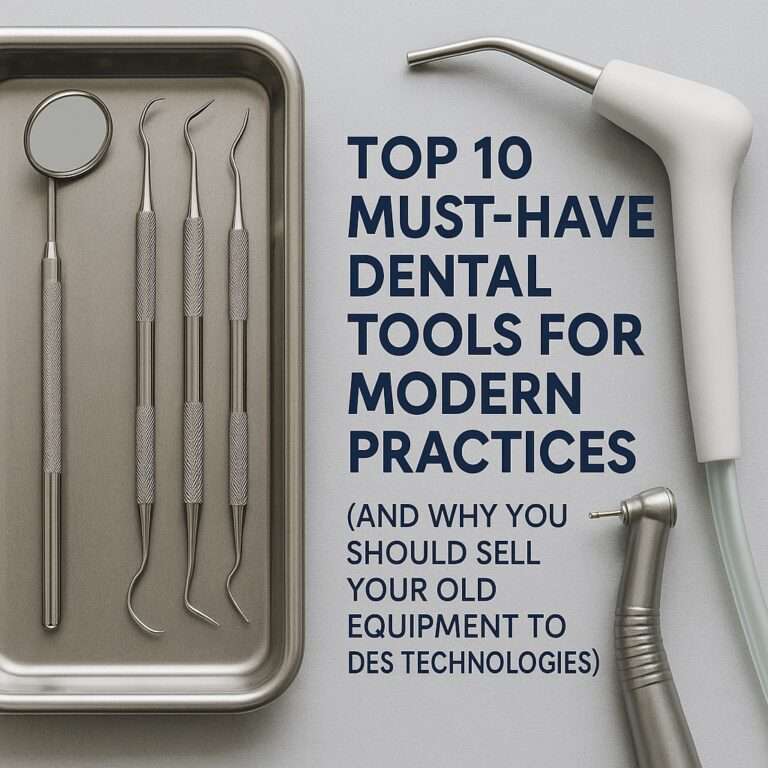 Dental equipment laying on white table