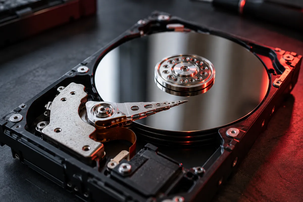 Opened HDD: Industrial Macro Close-Up