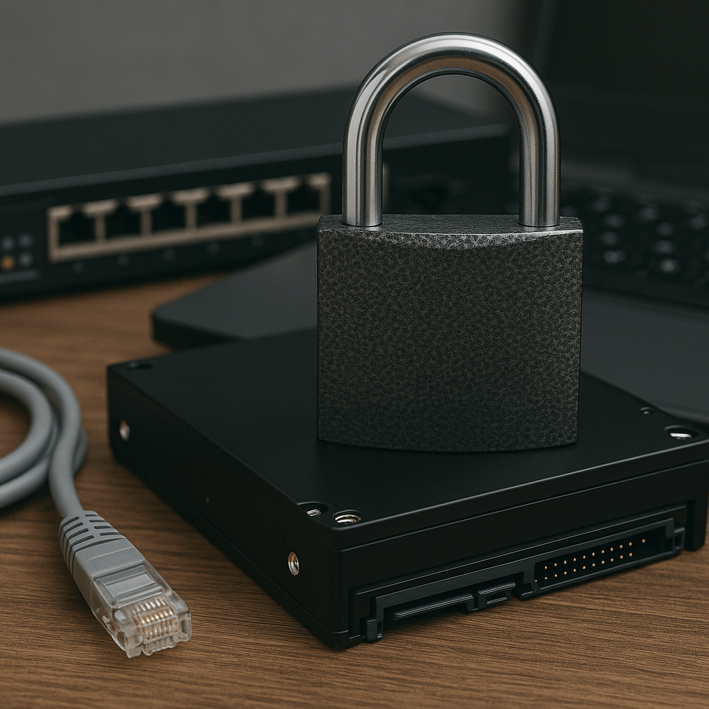 padlock on a tape drive