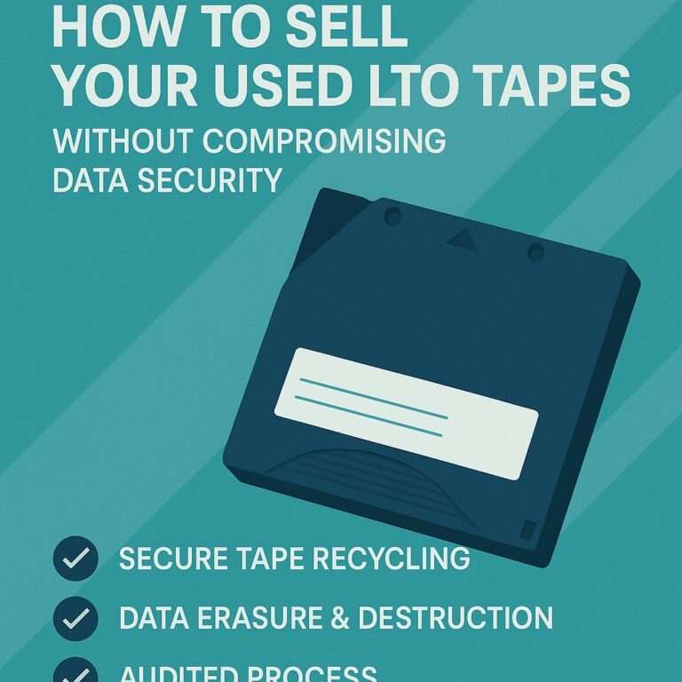 LTO tape with white writing in the background