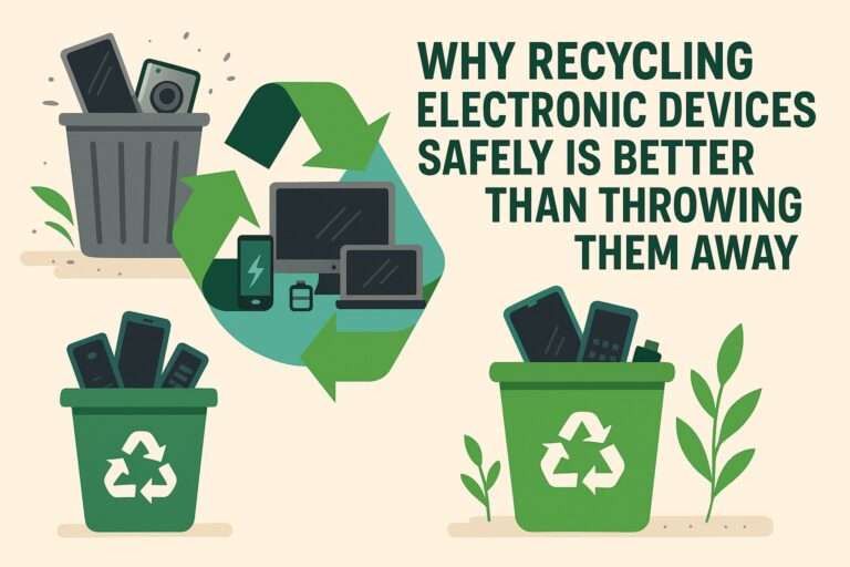 old electronics in recycling bins