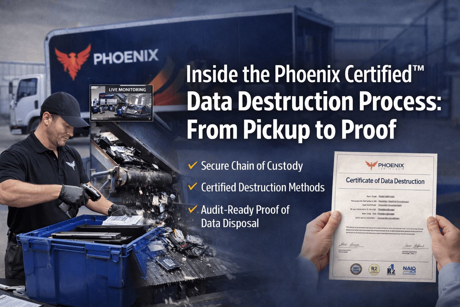 Inside the Phoenix Certified™ Data Destruction Process: From Secure Pickup to Audit-Ready Proof