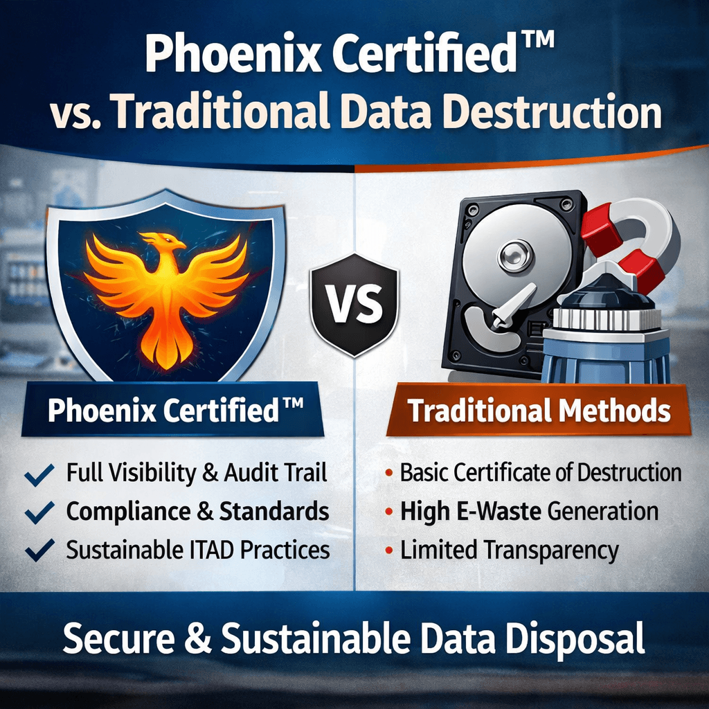 Phoenix Certified™ vs. Traditional Data Destruction: Key Differences Every Organization Must Know