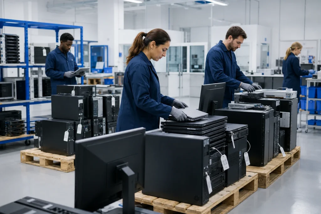 DES Technologies ITAD processing facility handling healthcare IT equipment with certified chain-of-custody procedures
