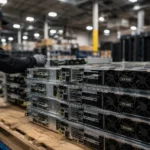 Server stack in industrial warehouse setting